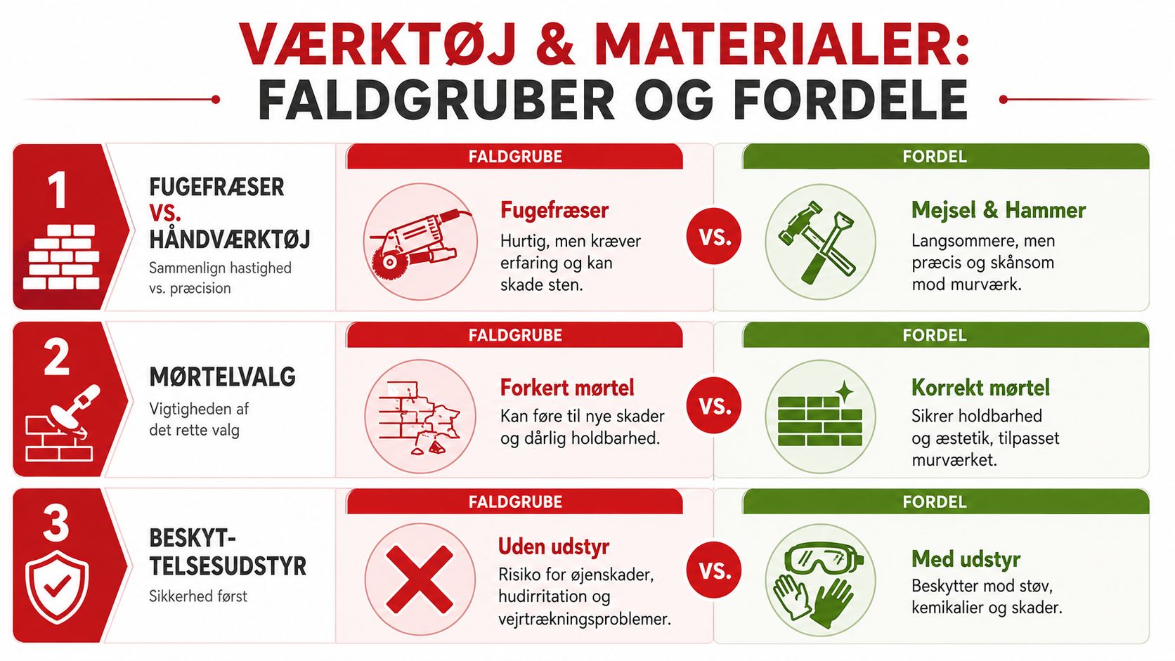 Det rigtige værktøj og materialer – her spares der ofte forkert
